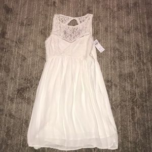 White Abercrombie and Fitch dress.